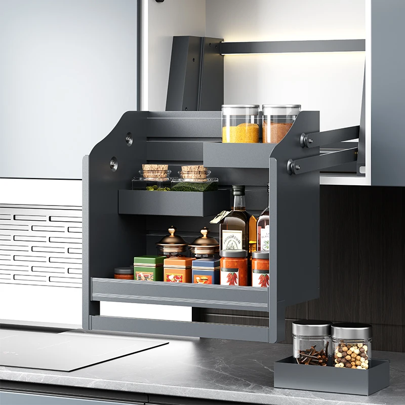 Hot Selling Pull Down Cabinets Adjustable Kitchen Basket Built-in Lighting Cabinet Lifter Height Adjustable Kitchen Cabinet Lift