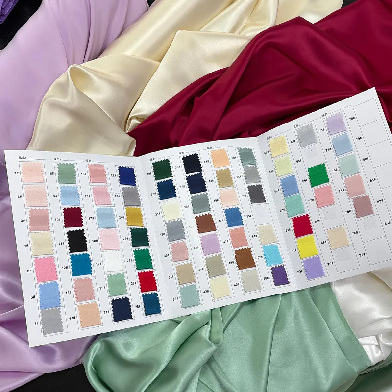 19 Momme Solid Color Silk Crepe Satin Fabric for DIY Sewing Dress Shirt Pants Pajamas Eye Mask Lining Clothing Fashion Cloth