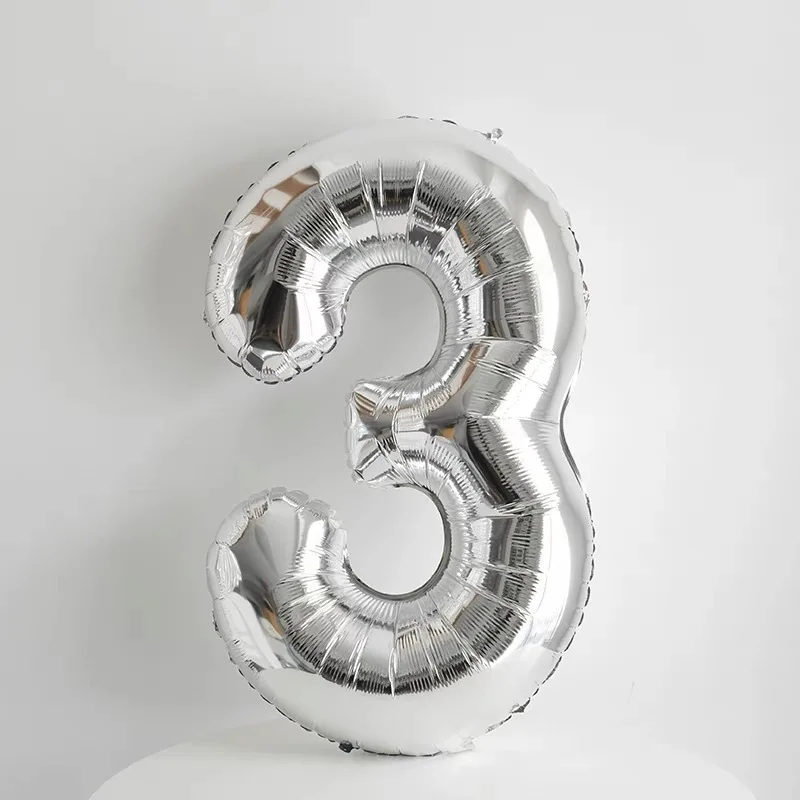 Große 40-Zoll-Silber-Luftballons aus digitaler Aluminiumfolie, große Zahl 0-9-Ballon, Geburtstagsfeier, Jahrestag, Hochzeit, Dekorationen