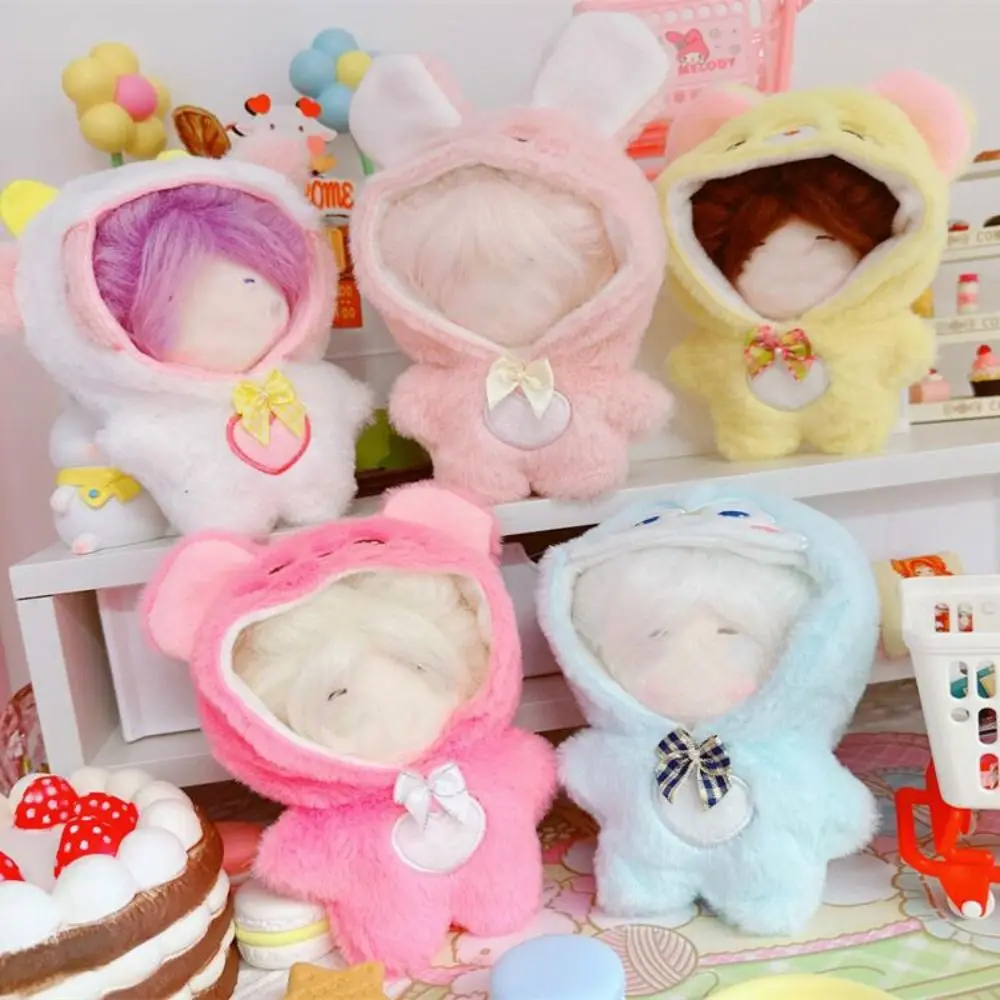 

10cm Doll Clothes Multicolor Plush Cartoon Animal Jumpsuits Changing Dressing Game Replacement Outfit Hairy One-piece Garment