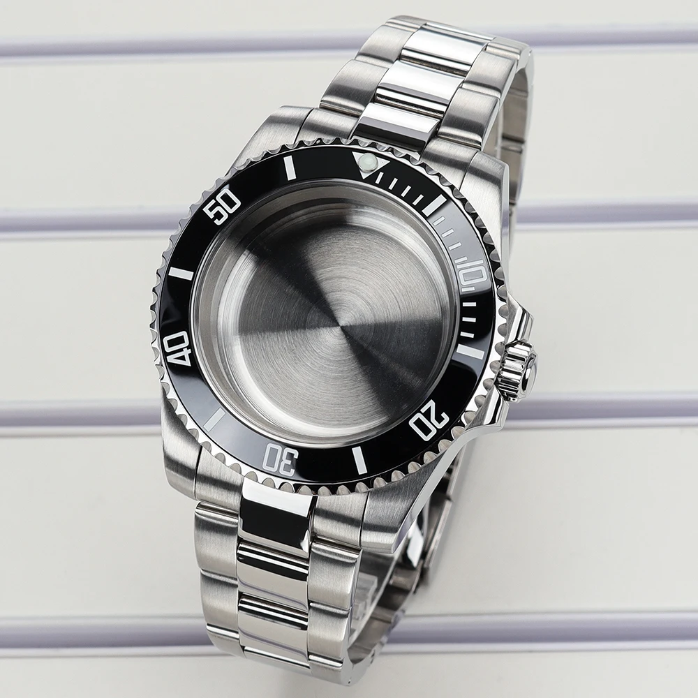 40mm Watch Case NH35 GMT Ceramic Bezel Sapphire For NH35 NH36 NH34 Miyota8215 DG2813 ETA2824 Watch Parts Slide Buckle SKX Mods
