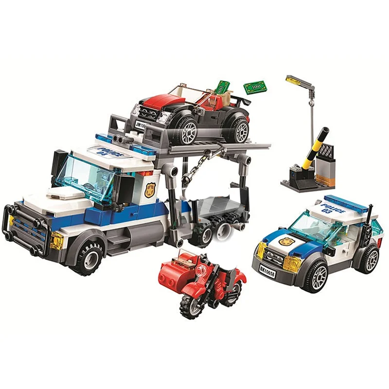 City Series Building Blocks Auto Transport Heist Car Robbery Police Arrest Children\'s Holiday Gift Assembling Toys