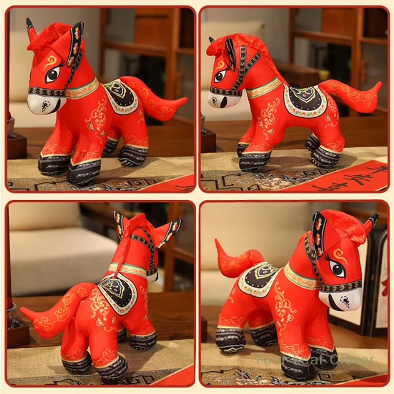 

Chinese Style Ornament Soft Cute Fun Gift Fabric Horse Home Decor Anti-Slip Base Machine Washable For Bed Sofa Chair Cushion