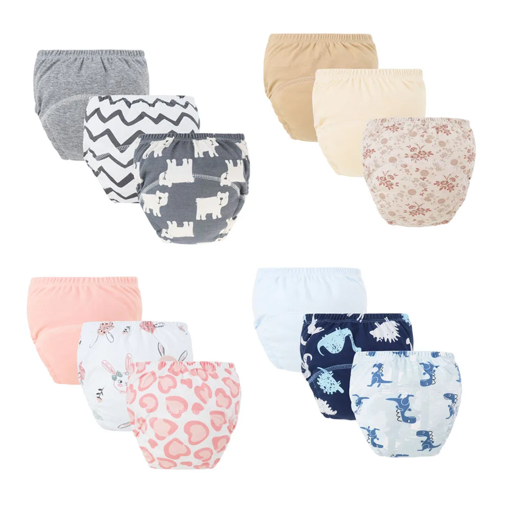 

Экологичные многоразовые трусики для приучения к туалету и горшку — органический хлопок, упаковка из 3 штук, 6–36 месяцев (цветочные/принты животных)