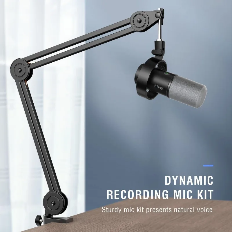 Dynamic Podcast Microphone Set with Boom Arm Stand, Studio XLR/USB Microphone for Recording Vocal Streaming