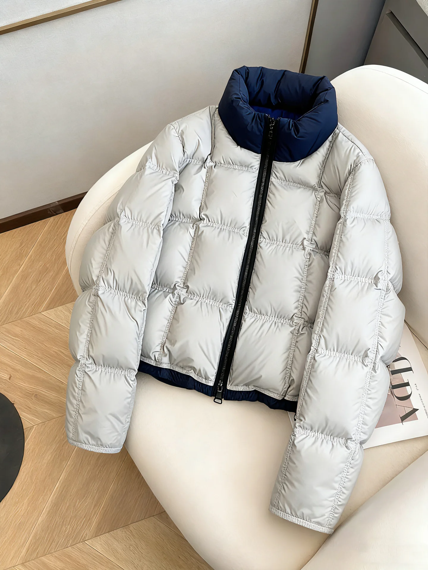 

Корейский уникальный дизайн, цветная блузка с воротником-стойкой, хлопковая куртка, женское осенне-зимнее утепленное пальто Faion Street Sle для похудения