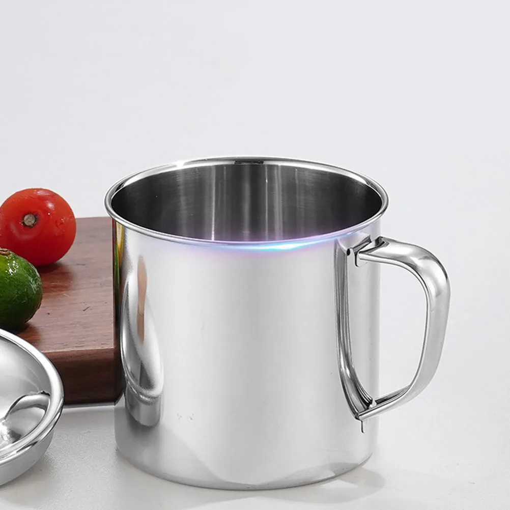 

4pcs Stainless Steel Water Cup 190ml Mini Handle Tea Cylinder Drinking Portable Outdoor Camping Thermal Mug Silver