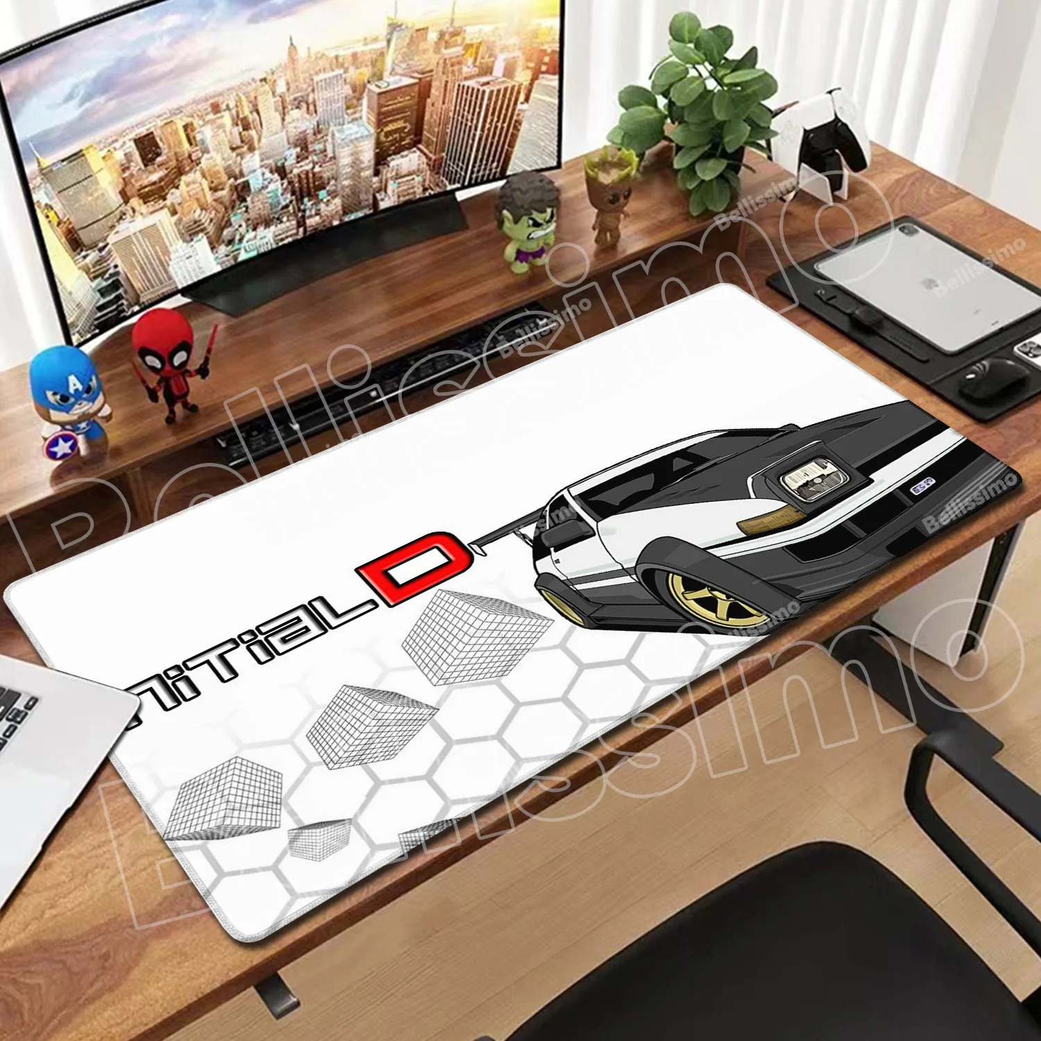 

Black And White Manga Large Mat Mousepad Initial D Mousepads Natural Rubber Keyboard Table Carpet PC Accessory Desk Mouse Pads
