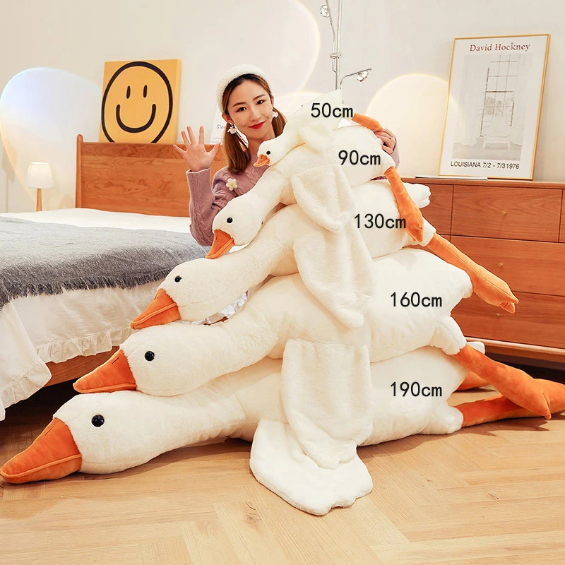 50-190cm Big White Goose Plush Toy Giant Duck Doll Soft Stuffed Animal Goose Sleeping Pillow Sofa Cushion Birthday Gift for