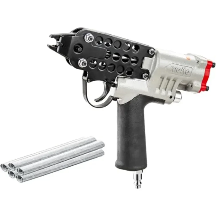 

SC760S-I2 Pneumatic Hog Ring Gun with 1000PCS 16GA Hog Rings, 16 Gauge 1/2" Crown Hog Ring Pliers, 2.6-3.6 mm Closure, Short Ma