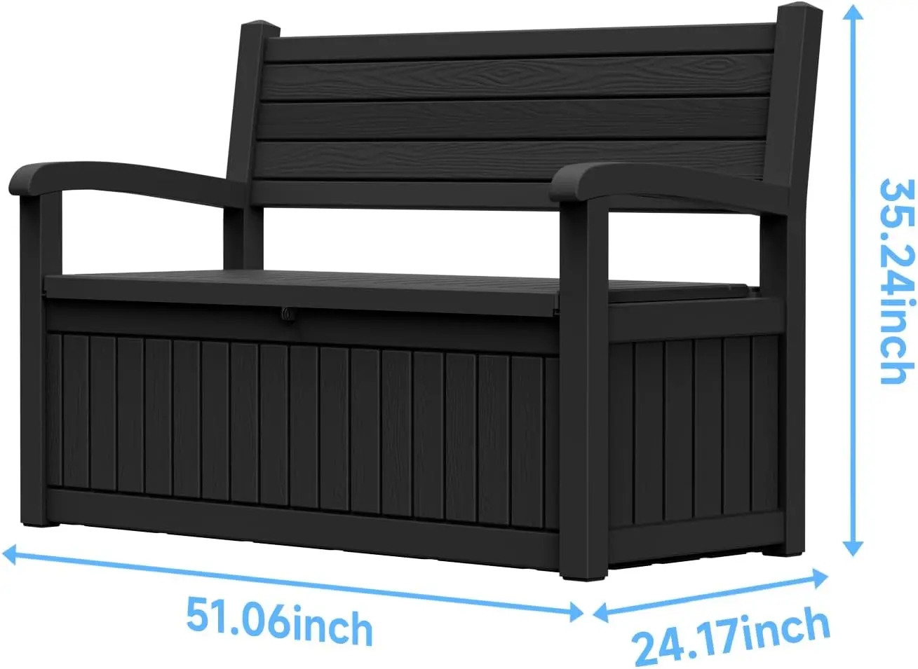 Indoor Plastic Storage Box 80 Gallon Capacity, All Weather Outside Storage Bin With Comfort Cushion Seat, Heavy Duty Patio Deck Bench Organizer For Garden Backyard, Black view 3
