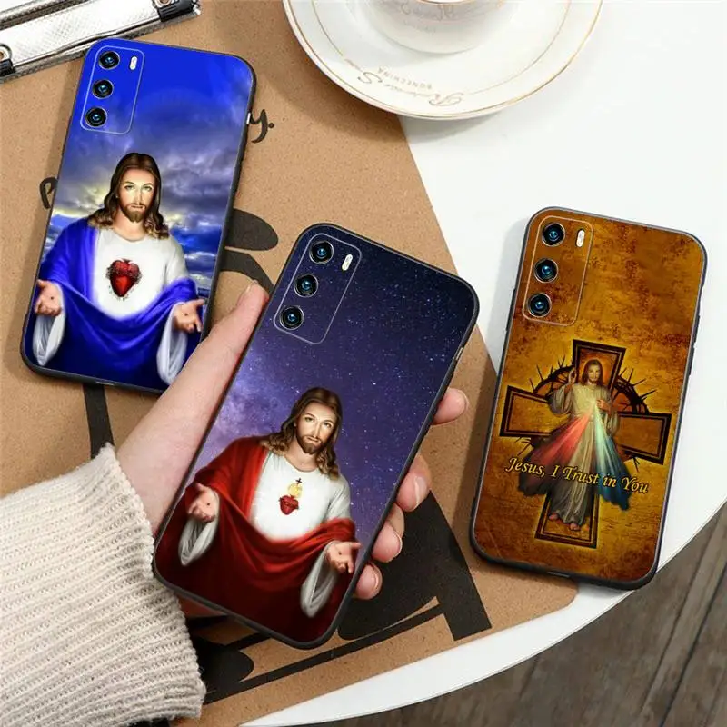 Divine Mercy Jesus Cross Phone Case For Huawei P30 P50 Pro P40 P10 P20 Plus Lite Psmart 2020 Y6 Y5 Y8 Silicone Cover