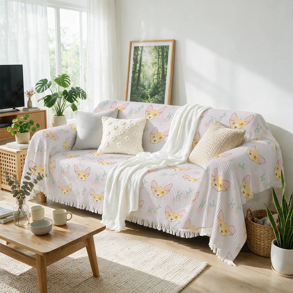Decorative Dog Pattern Throw Blanket for Sofa Couch Knit Wrap Cozy Accent Throw for Living Room Home Boho Farmhouse Decor Gift
