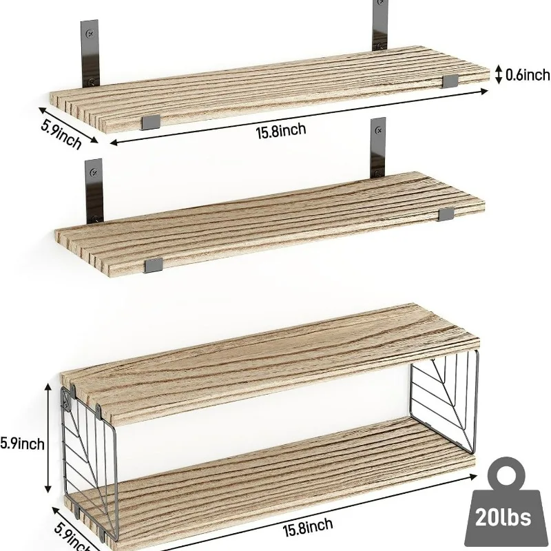 Factory Direct 2026 Living Room Bathroom Universal Wall-mounted Suspension Rack, Solid Wood One-word Board Wall Storage