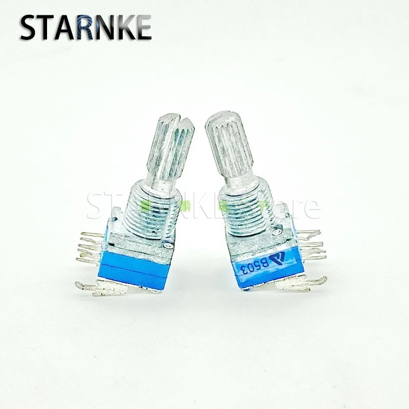 2 Stück RK09 Typ 6-Pin Doppel-B50K Audio-Leistungsverstärker Lautsprecher Hoch- und Tieftonverstärkungs-Potentiometer Blumenförmiger Schaft Länge 20mm