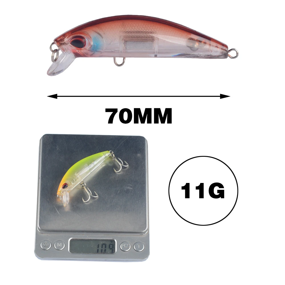 Night light Sinking Minnow Wobblers Fishing Lures 7cm 11g Trout Artificial plastic Hard Bait Jerkbait Crankbait Bass Fishing