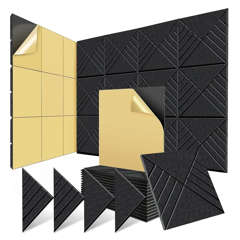 

ABKV-12 Pack Self Adhesive Acoustic Panels 12X12X0.4Inch, Soundproof Wall Panels For Noise Absorbing