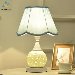 European Modern Simple Ceramic LED Desk Lamps Bedroom Study Bedside Table Lamps Living Room Decor Dimming Fabric Art Floor Lamps