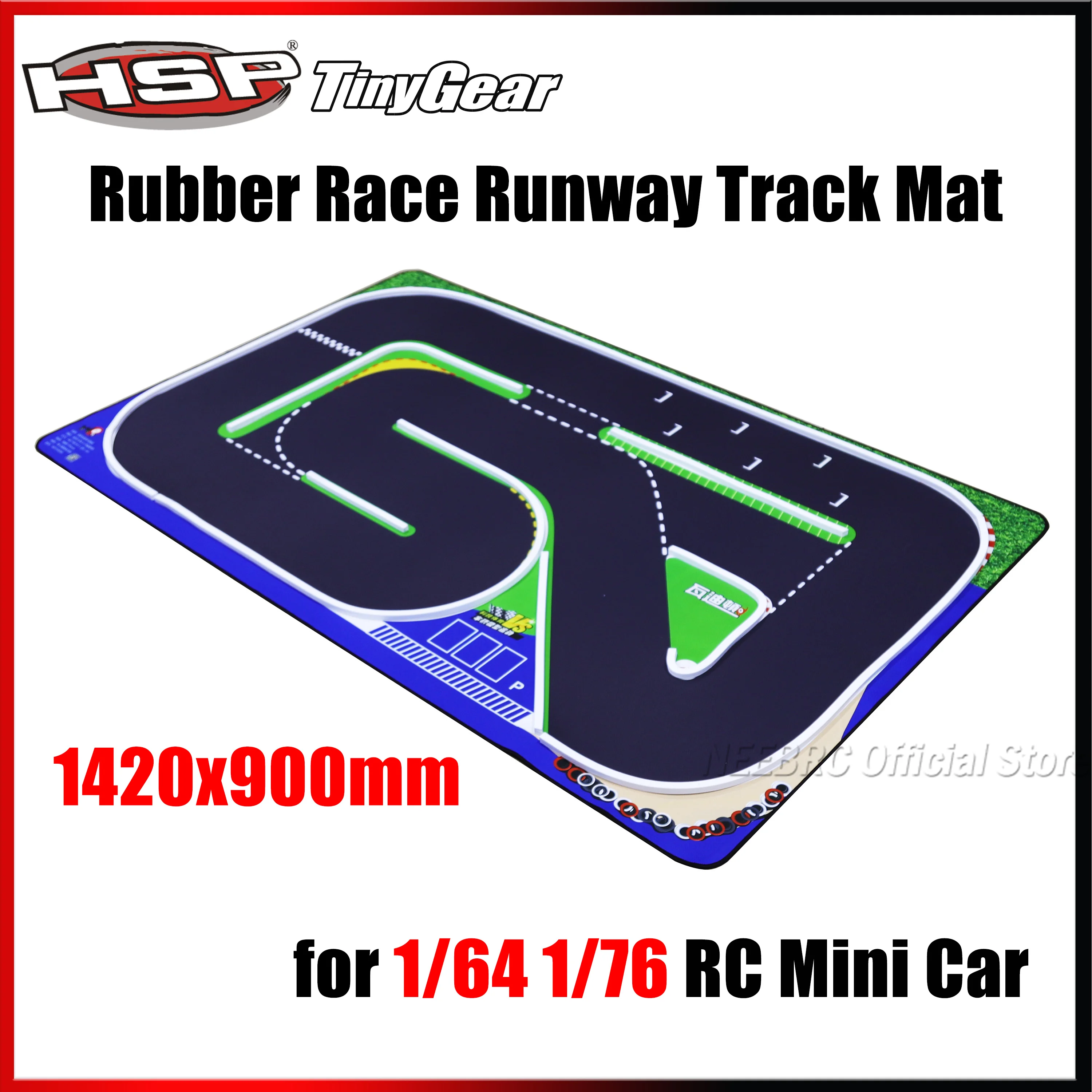 HSP-TinyGear 1420x900mm Rubber Race Runway Track Mat for 1/64 1/76 RC Mini Racing Car Table On-road Model Drift RTR DIY Toy Part