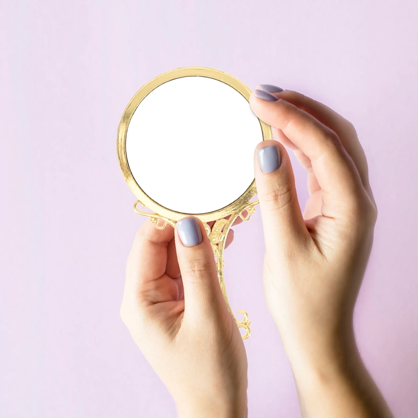 1セット ヴィンテージミラーコームセット クラシックコンパクトハンドミラー 装飾バニティセット ティーン向け 女性用 パーティー 旅行用