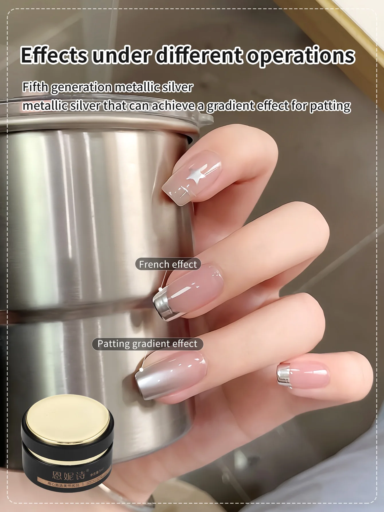5ML two-in-one Super Silver Metallic Gel Nail Polish Mirror Metal Effect Painting Gel Chrome Varnis Semi Permanent for Nail DIY