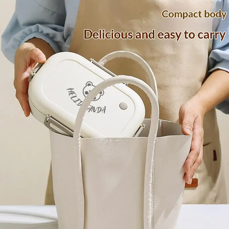 Food Grade 3 Compartment Bento Lunch Box With Leak Proof Lid And Cute Bear Design Perfect For School Office Picnic Daily Use