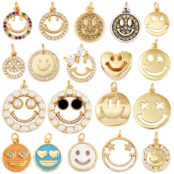 Happy Cry Face Expression Emotion Love Call Me Ciondolo con ciondolo in colore oro, Collana di gioielli Braccialetti che creano forniture L92