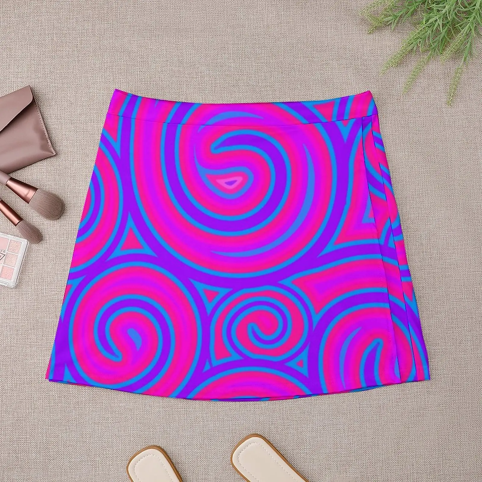 Psychedelic Trippy Hippy Skirt Retro Swirl Print Street Style Casual A-line Skirts Cute Mini Skirt Women Oversized Skort Clothes