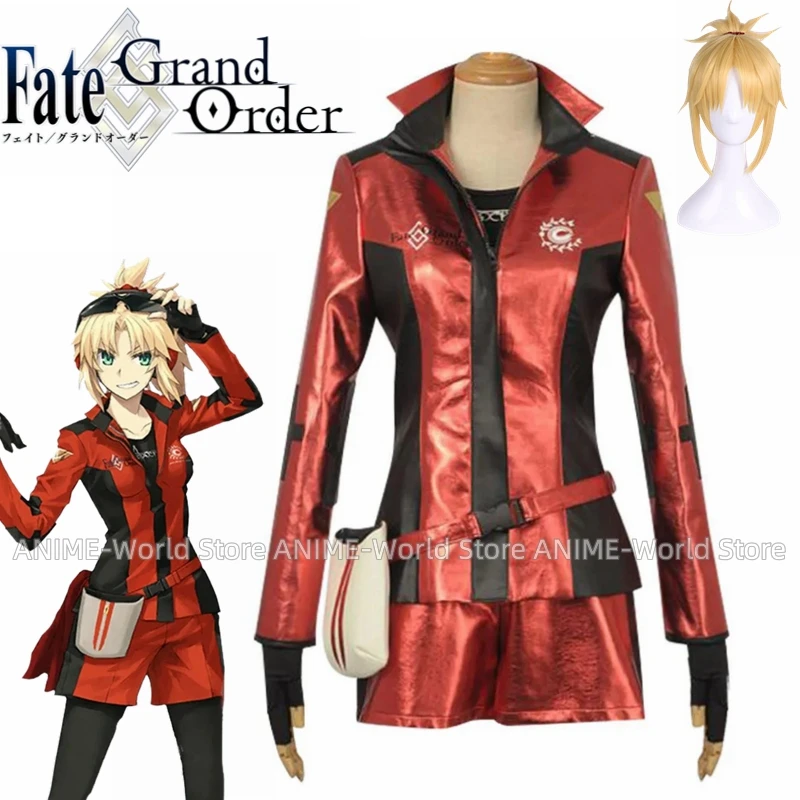 

Аниме Fate Grand Order Fgo Mordred Racing Костюм Косплей Костюм Парик Красный Комплект