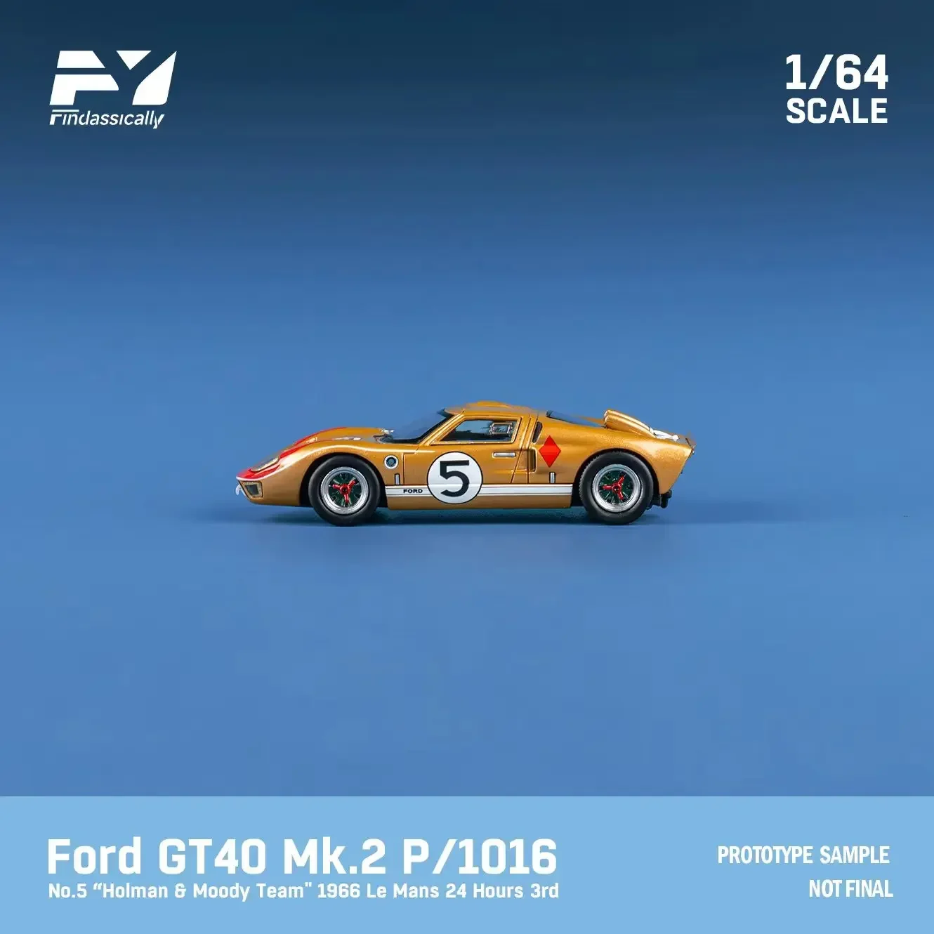 FindclassicallY 1:64 GT40 Mk II 1966 LeMans modelo de coche fundido a presión