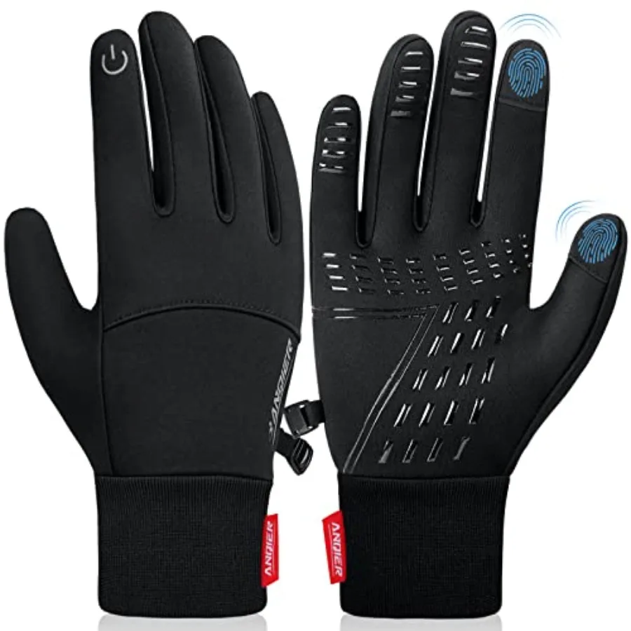

anqier Winter Gloves, Windproof Warm Touchscreen Gloves Men Women for Cycling Running Outdoor Activities