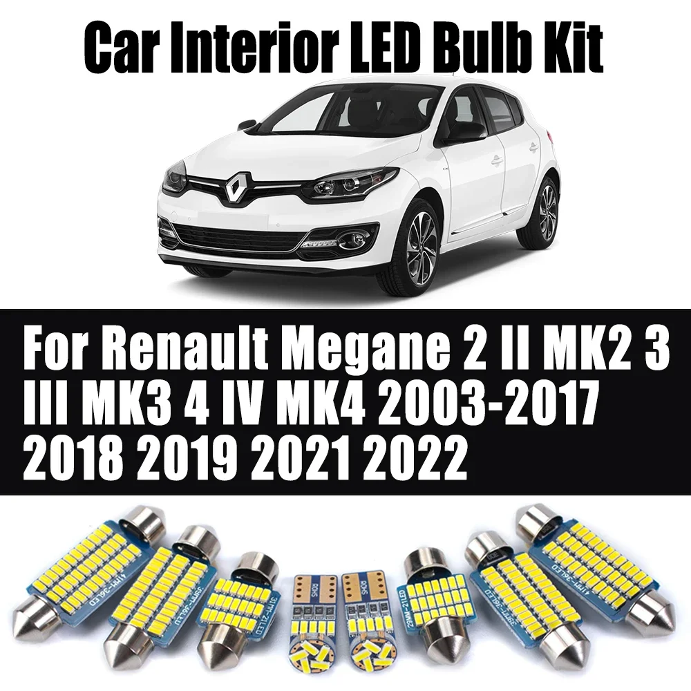 

For Renault Megane 2 II MK2 3 III MK3 4 IV MK4 2003-2019 2021 2022 Car Bulbs Accessories LED Interior Ceiling Map Dome Light Kit