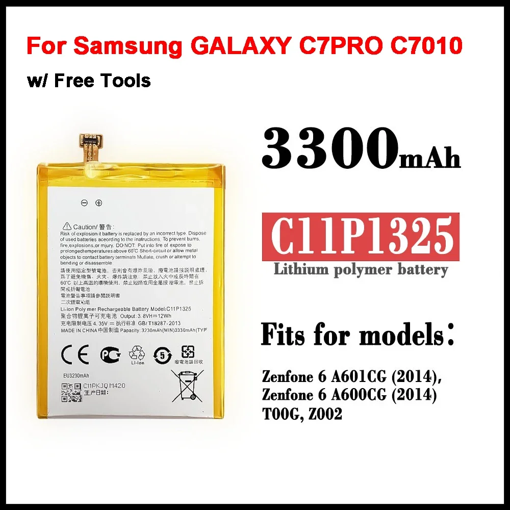 100% оригинальный новый аккумулятор C11P1325, 3300 мАч, A600CG T00G A601CG, литий-полимерный аккумулятор для ASUS ZenFone 6