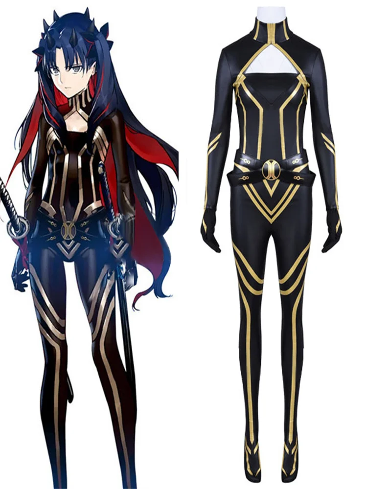 

Anime Space Ishtar Cosplay Costume Women Black Battle Jumpsuits Halloween Carnival Party Outfits