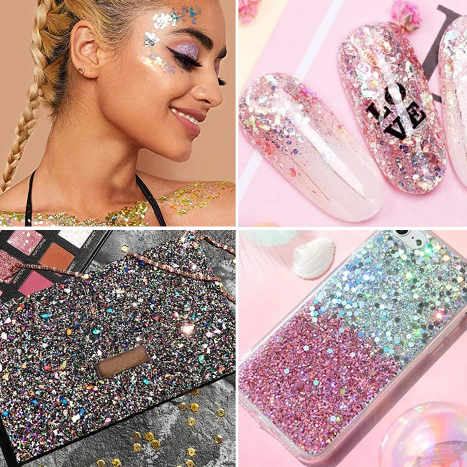 

12 Boxes Glow Sequins Glitter Gel Face Hair Body Makeup Halloween Highlighter Hair Glitter Liquid Safe Materials