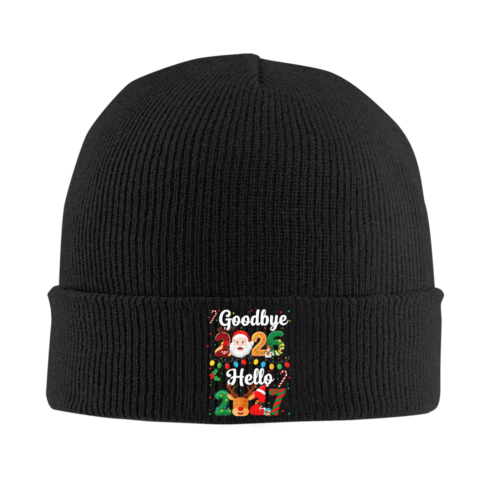 Happy New Year 2027 Goodbye 2026 Hello Gifts Beanie Hats  Bonnet Hats Men Women Cute Gym Knit Hat Autumn Winter Elastic Caps