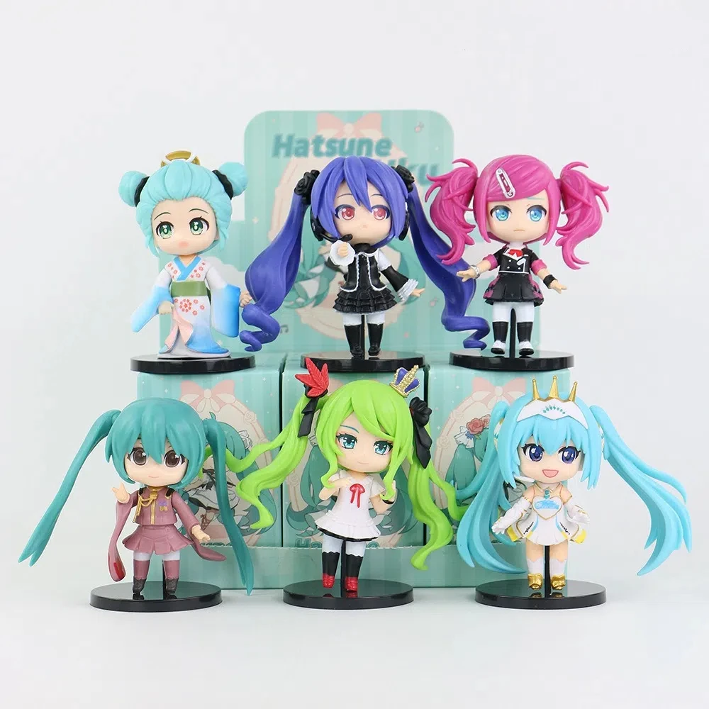 

10th generation 6pcs/set Anime Hatsune Miku q-version kawaii Standing posture Action Figure PVC Model Toys Desk Decor Gift boxed