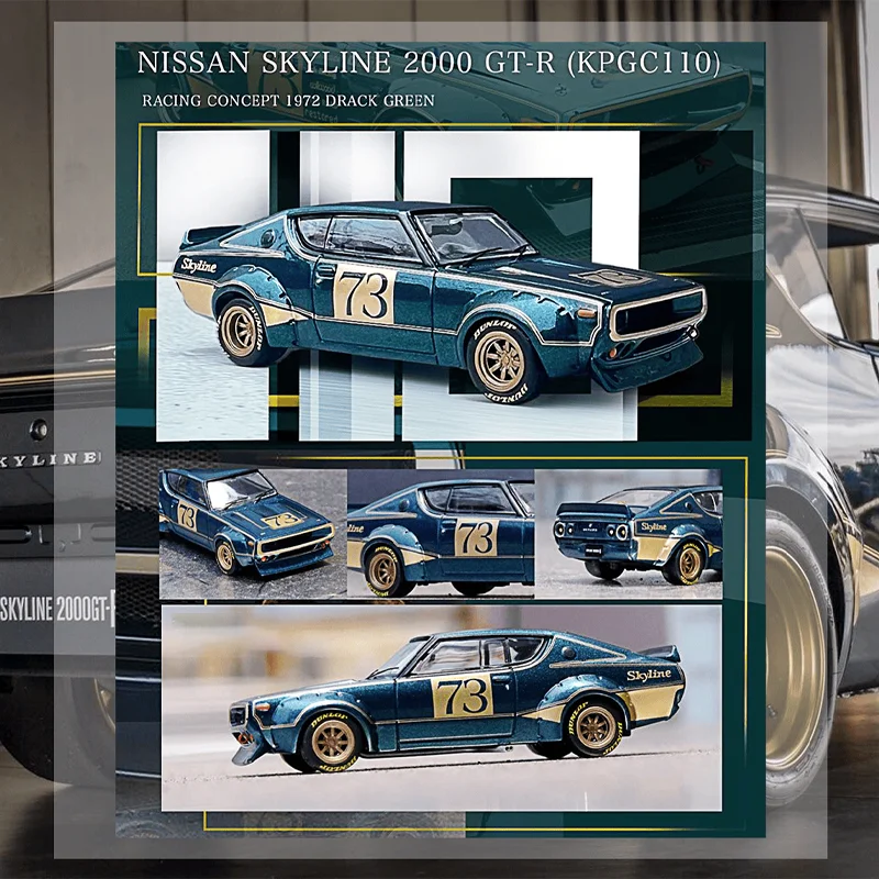 Inno 1/64 Nissan Skyline 2000 GT-R (Kpgc110) Race Concept 1972 Legering Speelgoed Motorvoertuig Diecast Metalen Model Geschenken