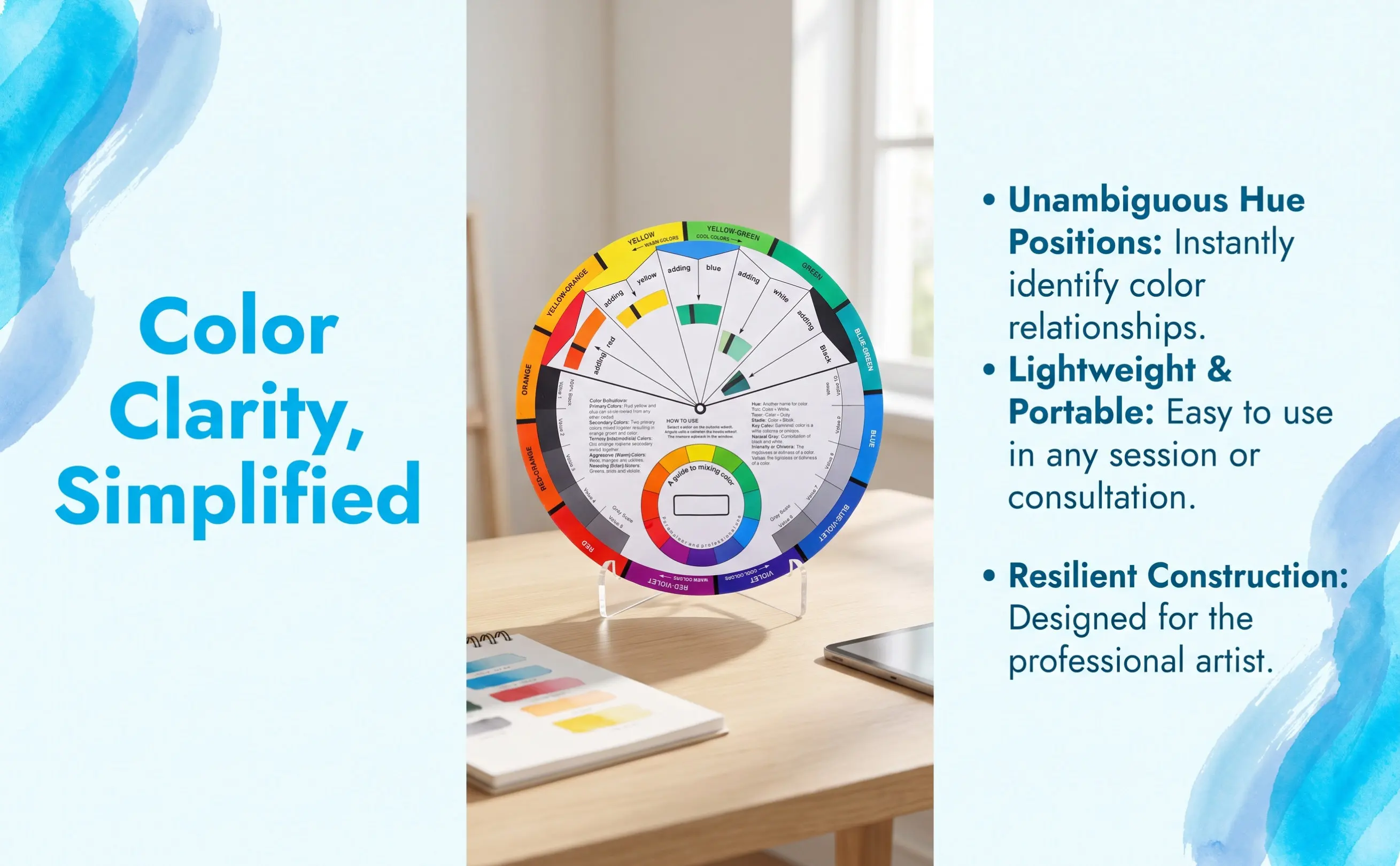 Tattoo Color Card Professional Round Pigment Wheel Tool for Beginners Clear Hue Position and Optimum Color Combinations Search