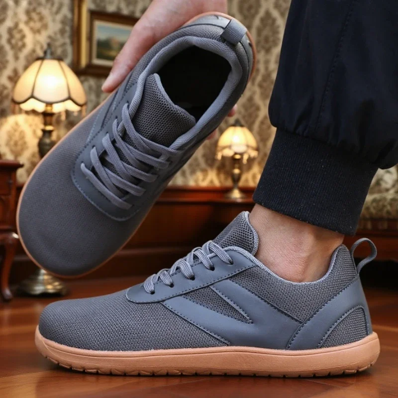 Wide Toe Men's Walking Shoes Breathable Minimalist Fast Comfortable Outdoor Running Shoes Hot Selling All Year Round Soft Sole