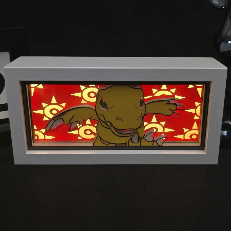 Digimon Adventure Agumon Nachtlicht Kreative Persönliche Papierschnitzlampe Schlafzimmer Nachttisch Atmosphärenlampe Ornamente Dekoration – Detail 2