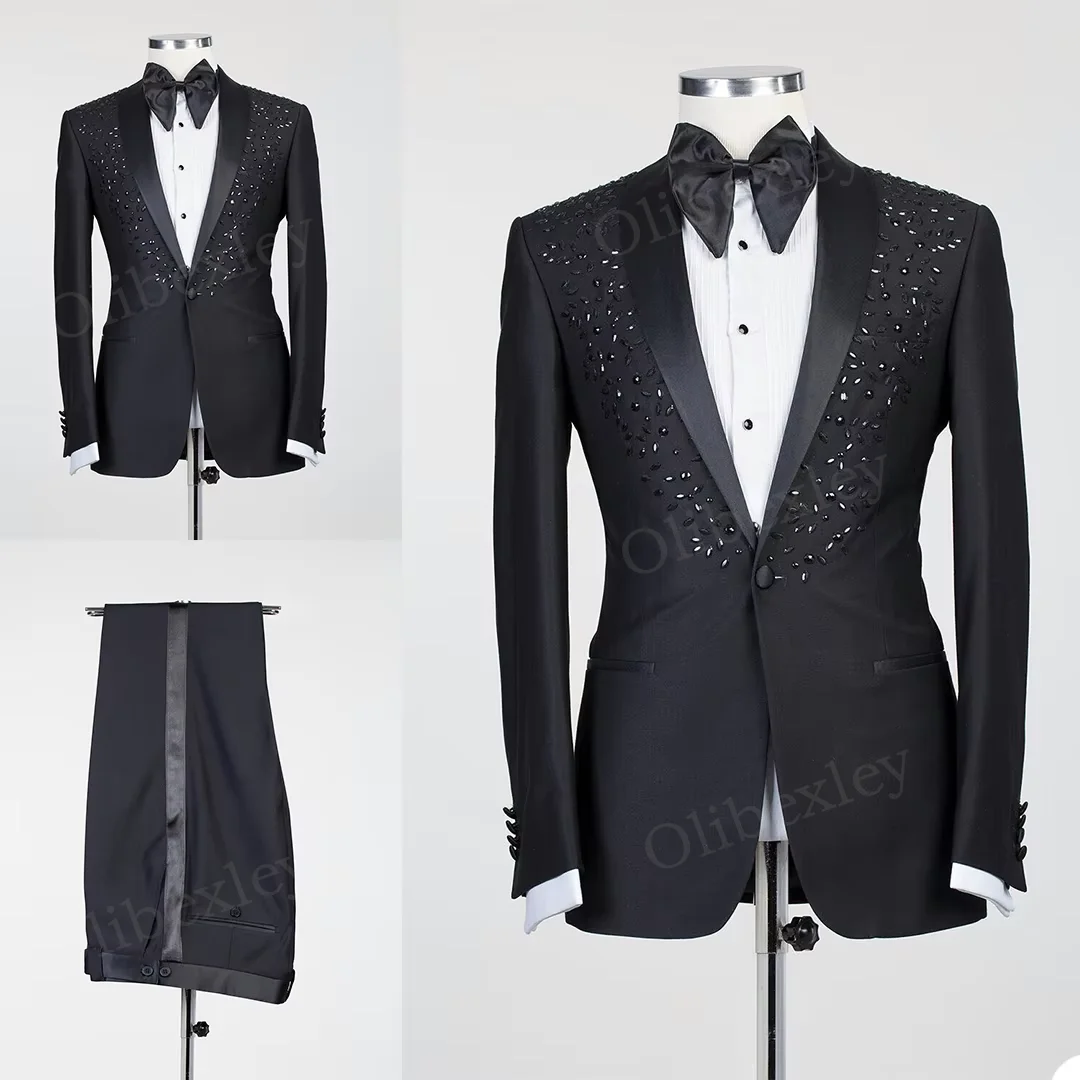 

Men's 2 Piece Tuxedo Fashion Slim Fit Suits One Button Regular Fit for Wedding Groom Business Prom Luxury Customized