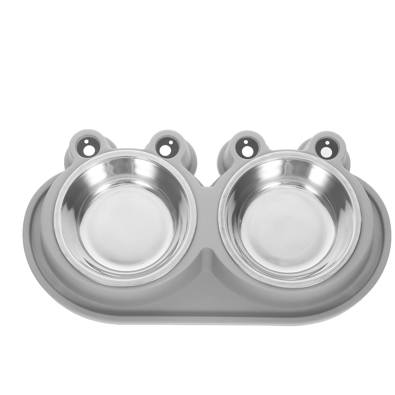 

Set With Moat Design Non-Slip Cat Food Water Stainless Steel Double Pet Feeder For Puppies Kittens Outdoor Ant Proof Cat