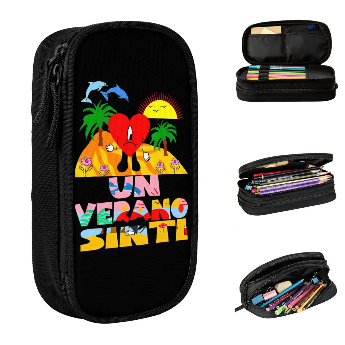 Bad Bunny Un Verano Sin Ti Pencil Cases Pen Bags Kids Big Capacity School Supplies Cosmetic Pencilcases