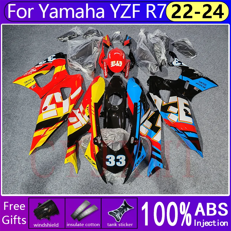 Customize Motorcycle Fairings for Yamaha YZFR7 YZF-R7 2022 2023 2024 Fairing Kit YZF R7 22-24 Painted Shiny Bodyframe Cowl Shell