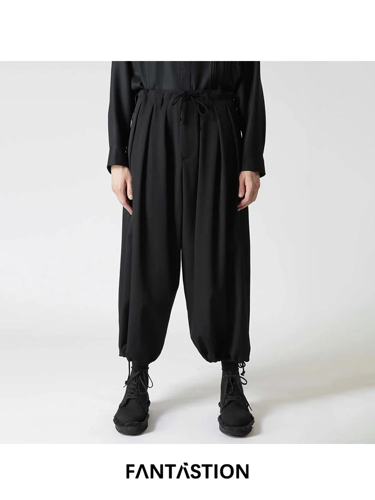

FANTASTION Normcore minimalist style Haren pants Loose oversized daily Balloon pants Wide leg pants Balen pants casual pants