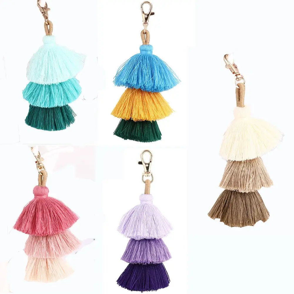 

Fashion Bohemian Three Layer Handbag Accessories Keychain Tassel Bag