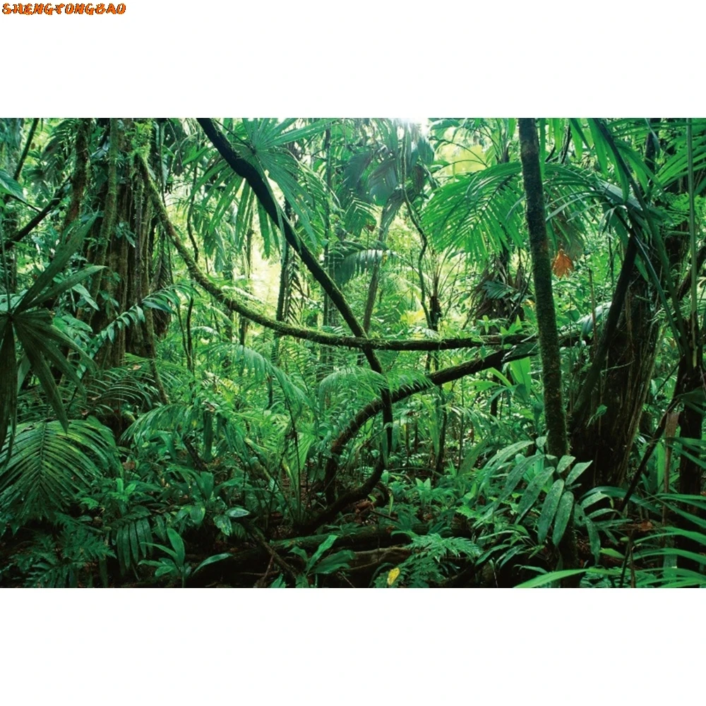 Фон с тропическим лесом, тропический лес, зеленые листья, джунгли, природный пейзаж, приключения, детский фон для фотосъемки на день рождения, декор