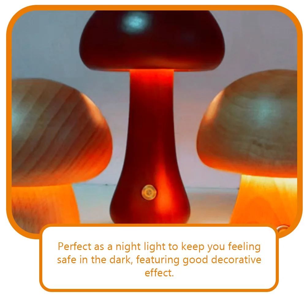 

Mushroom Night Touch Bedside Mushroom Lamps LED Walnut 1w Portable Lamp Wooden Brown Bedroom Decor Small Night Lamp