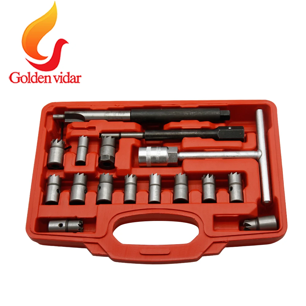 

2 sets/lot High quality Fuel injector seat reamer (17 piece set) Repair tools, diesel engine spare parts